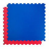 Tapis puzzle EVA réversible bleu et rouge pour dojo