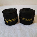 Bandages de boxe Esprit Boxe noir et or déroulés