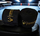 Bandages de boxe Esprit Boxe semi-élastiques, logo doré tissé