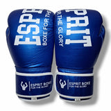 Gants de sparring Esprit Boxe bleus, vue de face avec fermeture velcro