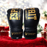Gants de sparring Esprit Boxe noir et or, marquage or Esprit Boxe For the Glory