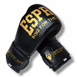 Gants de sparring Esprit Boxe noir et or en cuir de vachette véritable