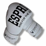Gants de sparring Esprit Boxe blancs en cuir, marquage noir Esprit Boxe For the Glory