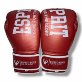 Gants de sparring Esprit Boxe rouges, fermeture velcro vue de dessus