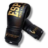 Gants de sparring Esprit Boxe noir et or, détail de la couture cousue main