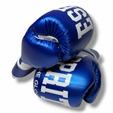 Gants de sparring Esprit Boxe bleus, en cuir empilés, marquage Esprit Boxe For the Glory