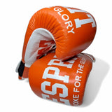 Gants de sparring Esprit Boxe orange, vue de face avec fermeture velcro
