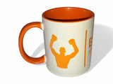 Mug boxe bicolore orange, intérieur et anse orange sur céramique blanche
