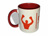 Mug boxe bicolore rouge, intérieur et anse rouges sur céramique blanche