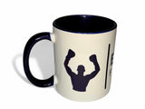 Mug boxe bicolore violet, intérieur et anse violets sur céramique blanche