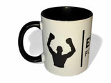 Mug boxe bicolore noir, intérieur et anse noirs sur céramique blanche
