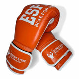 Gants de sparring Esprit Boxe orange, en cuir empilés, marquage Esprit Boxe For the Glory