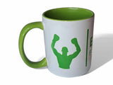 Mug boxe bicolore vert, intérieur et anse verts sur céramique blanche