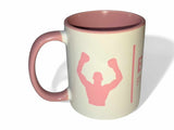 Mug boxe bicolore rose, intérieur et anse roses sur céramique blanche