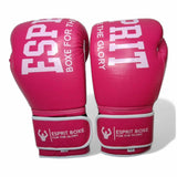 Gants de sparring Esprit Boxe roses, détail du cuir de vachette et de la couture cousue main