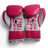Gants de sparring Esprit Boxe roses, fermeture velcro vue de dessus