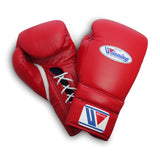 Gants de boxe Winning rouge, cuir, à lacets