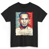 T-shirt David Benavidez noir : portrait postérisé en bleu, rouge et crème, signature et mention The Mexican Monster