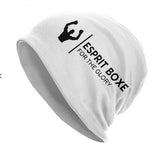 Bonnet de boxe blanc en maille longue avec logo noir Esprit Boxe For the Glory