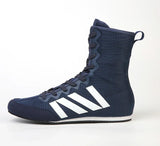 Chaussures de boxe en toile bleu marine à 3 bandes blanches