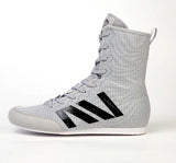 Chaussures de boxe en toile grise à 3 bandes noires