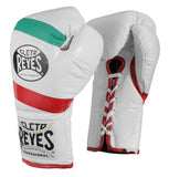 Gants de boxe Cleto Reyes Mexican Style à lacets, cuir blanc et drapeau mexicain