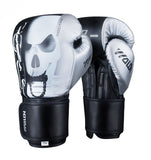Gants de boxe Tête de Mort 2.0 blanc, crâne blanc sur fond noir