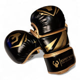 Gants de sparring MMA Esprit Boxe noir et or, motif doré et étiquette For the Glory
