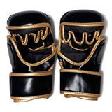 Gants de sparring MMA Esprit Boxe noir et or, paume ouverte et liseré doré