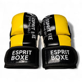 Gants de sparring MMA Esprit Boxe noir et jaune, vue de face