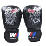 Gants de boxe Loup noir, motif loup, cuir PU