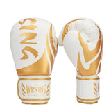 Gants de boxe de compétition blanc et or, cuir PU