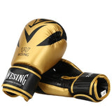 Gants de boxe de compétition or et noir métallisé, cuir PU