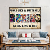 Tableau typographique paysage, le mot Boxing en lettres illustrees