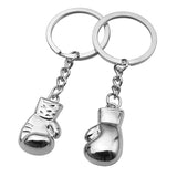 Porte-clés gant de boxe argent poli miroir, design épuré sans lacets