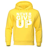 Sweat boxe Never Give Up (jaune et blanc)