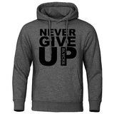 Sweat boxe Never Give Up (gris foncé et noir)