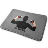 Paillasson boxe gris, silhouette de boxeur en garde