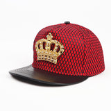 Casquette couronne dorée rouge, visière effet cuir