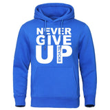 Sweat boxe Never Give Up (bleu et blanc)