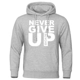 Sweat boxe Never Give Up (gris et blanc)