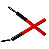 Paire de bâtons d'esquive boxe rouge et noir, croisés, dragonne sangle