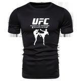 T-shirt UFC noir, logo UFC, Ultimate Fighting Championship et deux combattants en silhouette blanche
