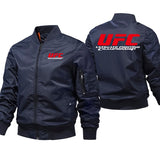 Bomber UFC bleu marine, logo UFC rouge au dos