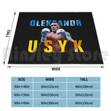 Plaid Usyk à plat avec le tableau des trois formats en centimètres
