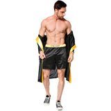 Short de boxe noir à ceinture jaune CHAMP et peignoir noir et jaune