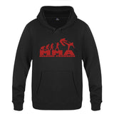 Sweat à capuche MMA Making Progress noir, logo rouge, frise de l'évolution jusqu'au combattant