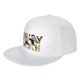 Casquette Muay Thai blanche, lettrage imprimé avec combattant intégré