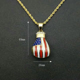 Plan coté du pendentif gant de boxe USA : 49 mm de haut, 26 mm de large