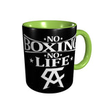 Mug No Boxing No Life, intérieur et anse verts sur corps noir